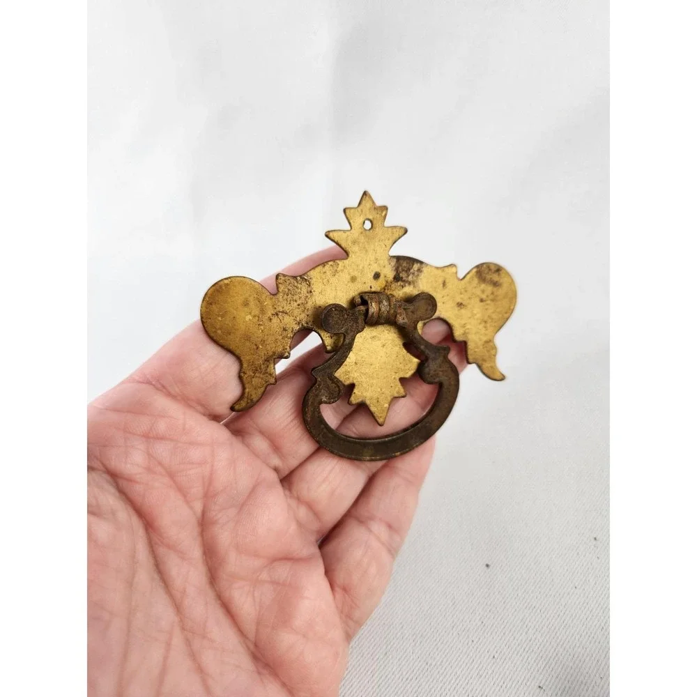 Vintage Drawer Pulls Chippendale Batwing Drop Style-Single Screw Handles Ornate